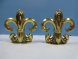Refined Pair Brass Fleur-De-Lis Stylized 7