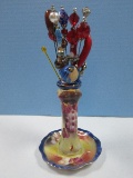 Elegant Limoges Porcelain Hand Painted Floral Dresser Vanity Hat Pin Holder w/A Collection Hat