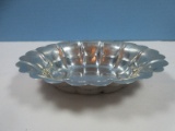 Sterling Silver Fluted Scalloped Bon-Bon Oval Dish Chippendale Style-Top 6 1/8