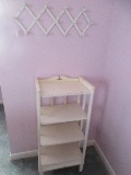 Cottage 4 Tier Painted White Bookshelf w/Decorative Top Simple Design w/Vertical Slats