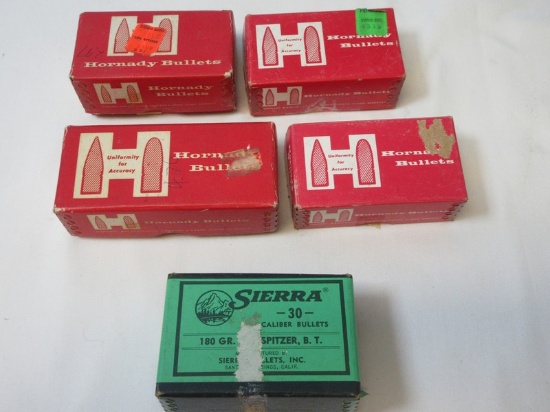 Lot Sierra 30 Caliber Bullets/ Hornady Bullets .38 Caliber 158 Grain