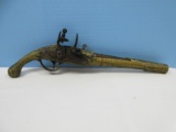 Antique Heavily Embellished Brass Flintlock Pistol Stamped 1821