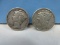2-1945 Mercury Dime Coins Winged Liberty Silver Dimes Philadelphia No Mint Mark