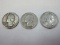3 Washington Silver Quarter Coins 1953, 1957, 1963-D Denver Mint 90% Silver Total Wgt. 18.75 G