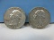 2 Washington Silver Quarter Coins 1964 Philadelphia No Mint Mark 90% Silver Total Wgt. 12.5 G