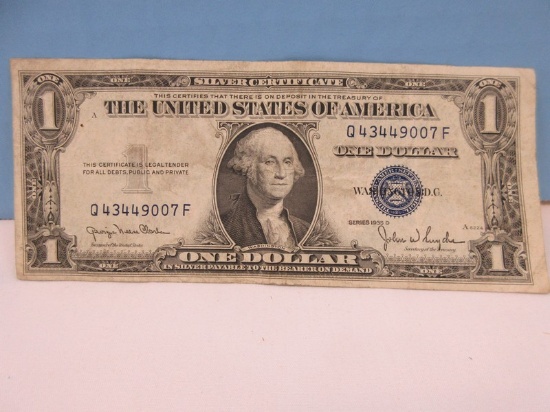 One Dollar Bill Silver Certificate Series 1935 D Bank Note Does Not Have Motto