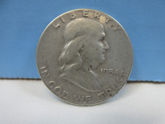 1954 Franklin Silver Half Dollar Coin Liberty Bell Philadelphia No Mint Mark Wgt. 12.5 G