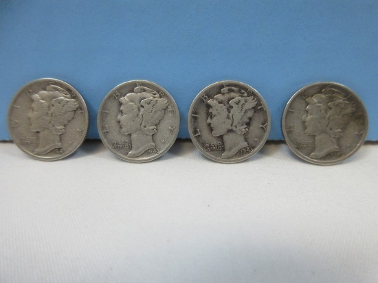3-1943-D/1943 Mercury Dime Coins Winged Liberty Silver Dimes 1943 Denver Mint