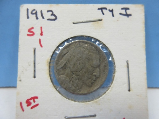 Rare find 1913 First Year Issued Buffalo Nickel Coin Indian Head Nickel Composition 75% Copper