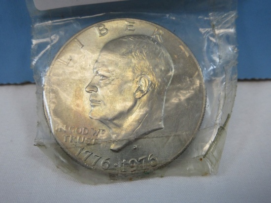 1776-1976 D Eisenhower Bicentennial One Dollar Coin Liberty Bell and Moon Denver Mint Mark
