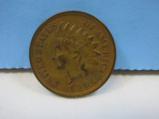 1904 Indian Head Cent Bronze Composite Penny Coin Philadelphia No Mint Mark 95% Copper
