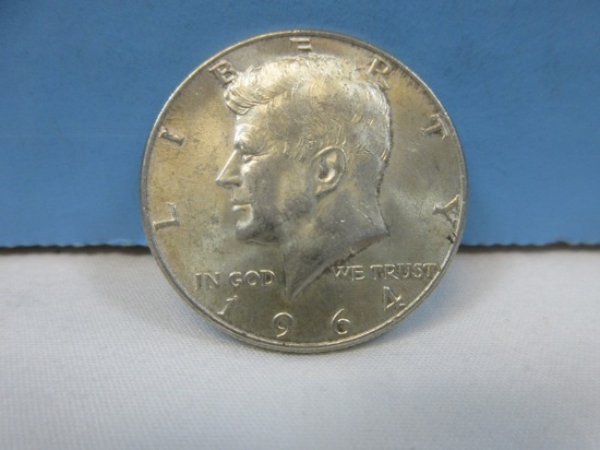 1964 Kennedy Half Dollar Silver Coin Philadelphia No Mint Mark 90% Silver Wgt. 12.5 G