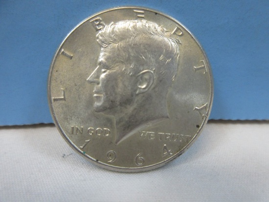 1964 Kennedy Half Dollar Silver Coin Philadelphia No Mint Mark 90% Silver Wgt. 12.5 G