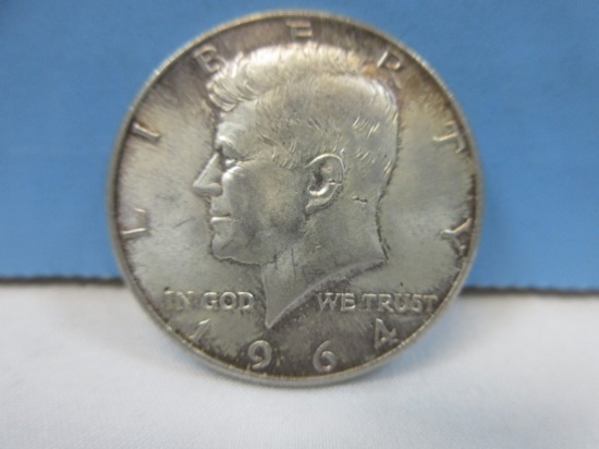 1964 Kennedy Half Dollar Silver Coin Philadelphia No Mint Mark 90% Silver Wgt. 12.5 G