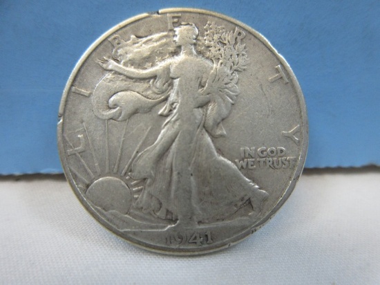 1941-D Walking Liberty Silver Half Dollar Coin Denver Mint Mark 90% Silver Total Wgt. 12.5 G