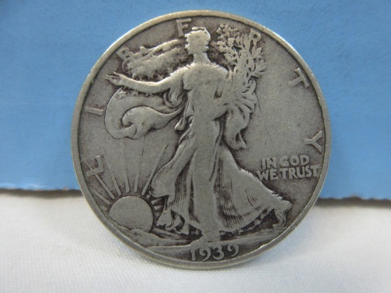 1939-D Walking Liberty Silver Half Dollar Coin Denver Mint Mark 90% Silver Wgt. 12.5 G