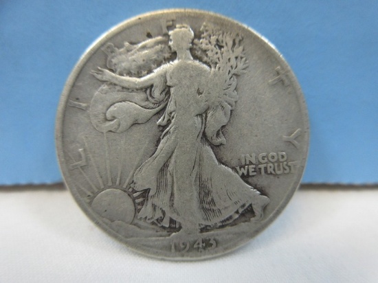 1943-D Walking Liberty Silver Half Dollar Coin Denver Mint Mark 90% Silver Wgt. 12.5 G