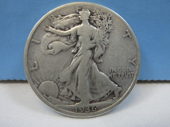 1936 Walking Liberty Silver Half Dollar Coin Philadelphia No Mint Mark 90% Silver Wgt. 12.5 G