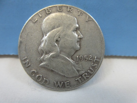1952-D Franklin Silver Half Dollar Coin Liberty Bell Denver Mint Mark Wgt. 12.5 G