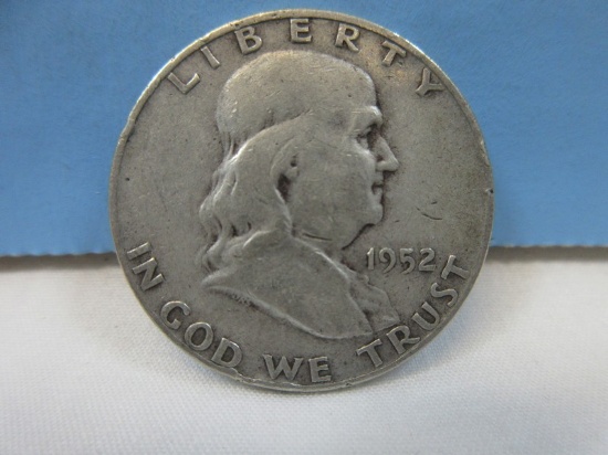 1952-D Franklin Silver Half Dollar Coin Liberty Bell Denver Mint Mark Wgt. 12.5 G