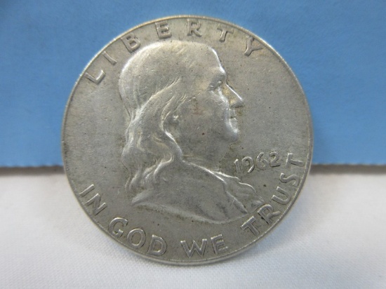 1962-D Franklin Silver Half Dollar Coin Liberty Bell Denver Mint Mark Wgt. 12.5 G
