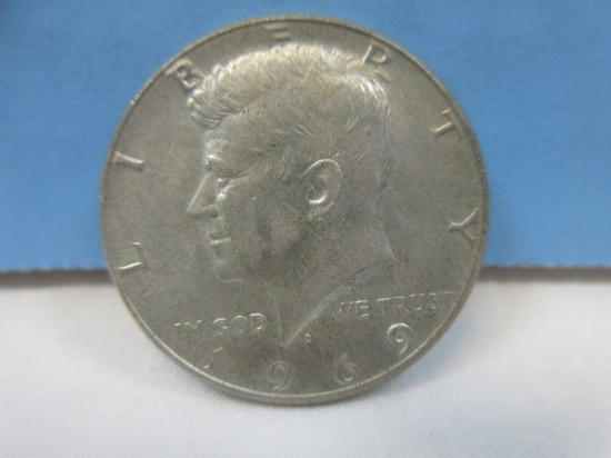 1969-D Kennedy Silver Half Dollar Coin Denver Mint Mark 40% Silver Wgt. 11.5 G Each