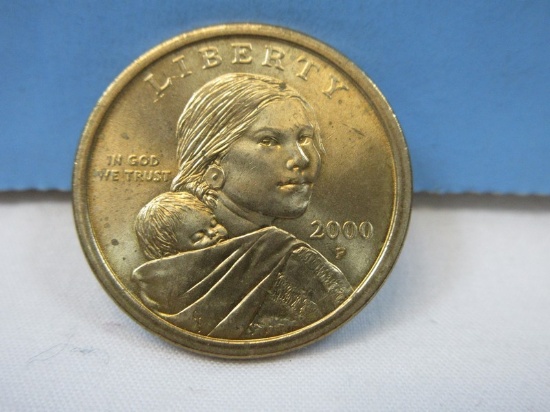 5-2000-P Sacagawea Golden Tone One Dollar Coins Philadelphia Mint Mark