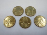 5-2000-P Sacagawea Golden Tone One Dollar Coins Philadelphia Mint Mark
