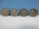 3-1943-D/1943 Mercury Dime Coins Winged Liberty Silver Dimes 1943 Denver Mint