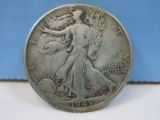 1943 Walking Liberty Silver Half Dollar Coin Philadelphia No Mint Mark 90% Silver Wgt. 12.5 G