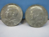 1967/1968 2 Kennedy Silver Half Dollar Coins Philadelphia No Mint Mark 40% Silver Wgt. 11.5 G