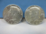 2-1964 Kennedy Silver Half Dollar Coins Philadelphia No Mint Mark 90% Silver Wgt. 25 G