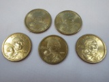 5-2000-P Sacagawea Golden Tone One Dollar Coins Philadelphia Mint Mark