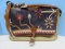 Southwestern Inspired Design Satchel Stylized Bag w/ Divided Compartments Leather Straps