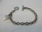 Sterling Silver Mexico Heart Charm Cable Chain Link Bracelet w/ Flower Toggle Clasp 7