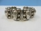 Vintage Mexico Sterling Silver Raised Relief Aztec Warrior/Mask Series of Panels Link Bracelet