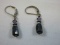 Sterling Silver Magnetic Faceted Stone Dangle Pierced Earrings