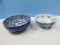 2 Semi Porcelain Blue/ White Oriental Design Bowls 8 1/2