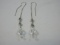 Striking Pair Sterling Silver Box Chain and Aurora Borealis Stylized Dangle Silver Thread Earrings