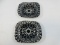 Pair of Signed Sydenstricker Black/Clear Fused Studio Art Glass Embassy Pattern Center Floral