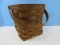 Vintage Longaberger Artist Signed Hand Woven Split Oak Gathering Basket w/ Center Swing
