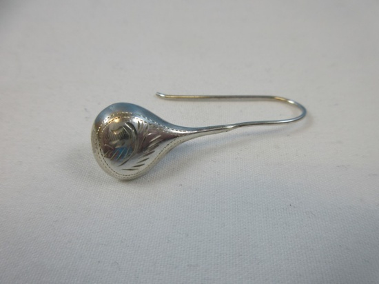 Sterling Silver Modernist Engraved Tear Drop Pierced Earring