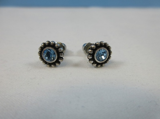 Pair Dazzling Sterling Silver Brighton 1/4" Twinkle Mini Post Pierced Earrings w/ Zirconia