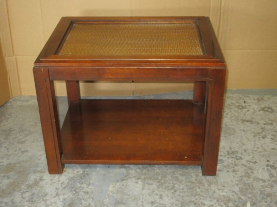 Fruitwood Finish Mid Century Modern Style End Table (Some Wear)