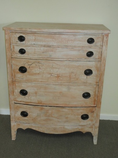 Vintage Dixie Furniture Mahogany Marvelous Farmhouse Bowfront Bureau Chest of Drawers