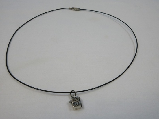 Stamped 925 Sterling Silver Charm Mini Prayer Box on Choker Necklace