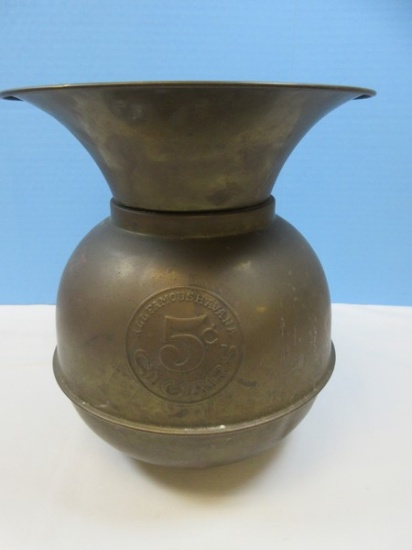 "All Famous Havana Cigars 5 Cents" Spittoon Flared Rim Weighted Base 10" H Top 9" Diameter
