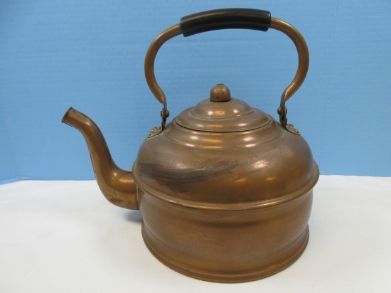 Farmhouse Cottage Kitchen Vintage Large Rome Copper Kettle w/ Swing Bakelite