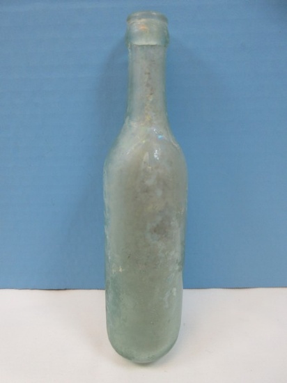 Rare Find Antique Aqua Teal Torpedo Glass 9 1/2" Bottle AKA Hamilton Bottle Circa late 1800s-