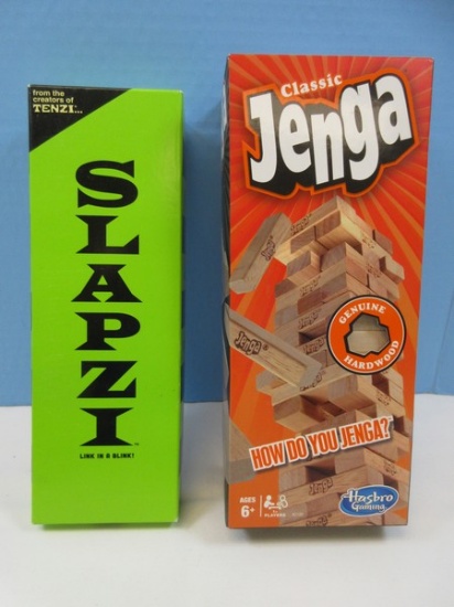 2 Games Classic Jenga and Slapzi Link in a Blink Card Slapping Game